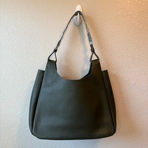 Neiman Marcus Elegant Olive Green Women's Faux Leather Tote Bag New
